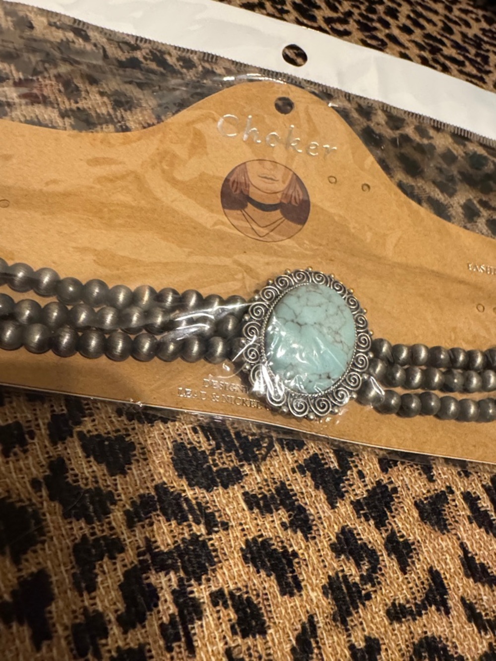 ICON Silver-Tone Three-Strand Necklace with Turquoise Stone
